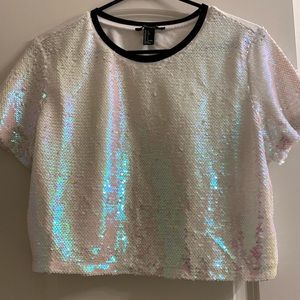 Sequined Iridescent Half Top